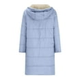 thumbnail image 5 of Lcziwo Long Warm Coats for Women Casual Loose Fleece Lined Cotton Coats Long Sleeve Solid Color Outerwear Reversible Zipper Pockets Jackets 2025 Light Blue,XXL, 5 of 6