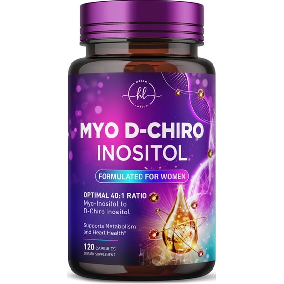Myo-Inositol & D-Chiro Inositol Supplement 2000mg - Myoinositol with Ideal 40:1 Ratio - Fertility Supplements for Women for Ovarian Health & Hormone Balance Support, Bottled in the USA - 120 Capsules
