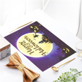 thumbnail image 2 of Happy Set of 4 Happy Halloween Placemats - 12x18 Inch Linen Dining Table Mats with Horror Graffiti, Dark Style Lighthouse, and Fairy Tale Castle Designs for Seasonal Kitchen and Dinner Party Decor, 2 of 5
