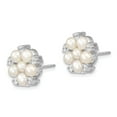 thumbnail image 2 of 925 Sterling Silver RH 3-5mm White Button FWC Pearl CZ Post Earrings; for Adults and Teens; for Women and Men, 2 of 2