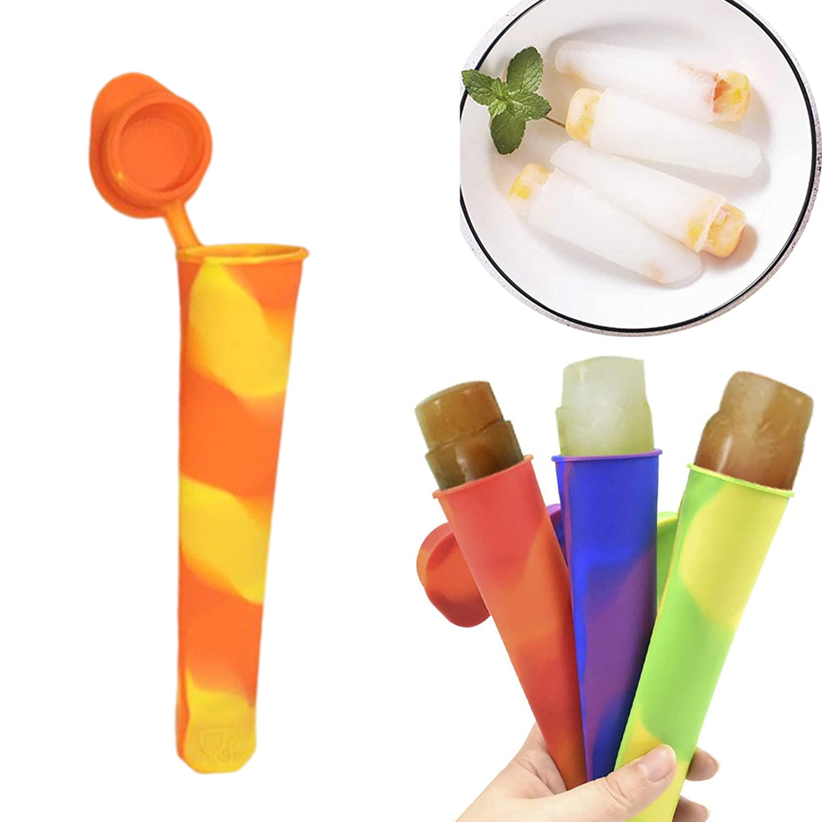 Leaveforme Silicone Ice Pop Molds Attached Lid Multi colored Ice