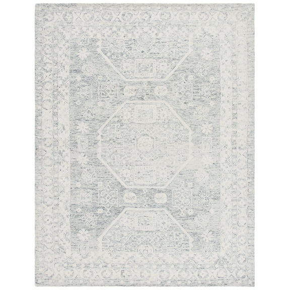 SAFAVIEH Micro-Loop Robina Floral Area Rug, Charcoal/Ivory, 8' x 10'
