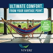 Vivere Double Cotton Hammock, Comfortable Daybed with Steel Stand, 9 Foot, Tropical