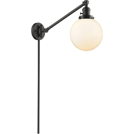 

Oil Rubbed Bronze Tone Wall Sconces 8 Wide Matte White Cased Glass Steel/Cast Brass Medium Base 1 Light Fixture