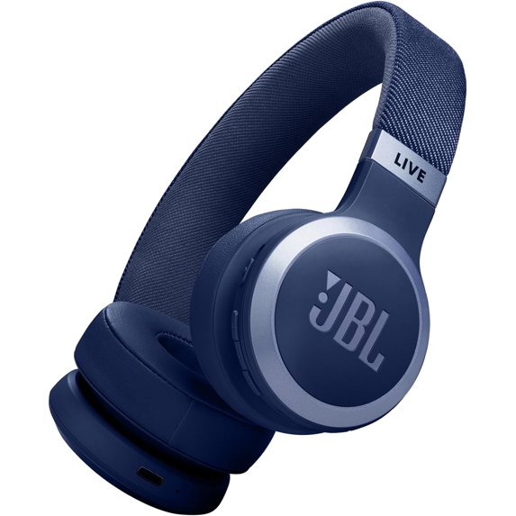 Open Box JBL Live 670NC - Wireless On-Ear Headphones with True Adaptive Noise Cancelling - Blue