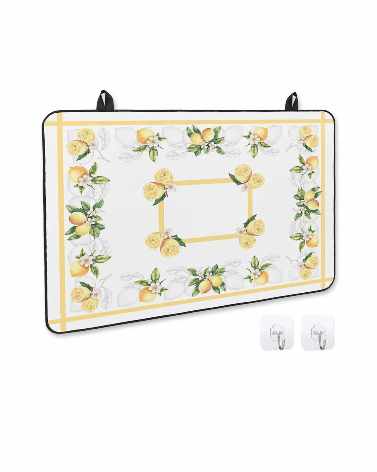 nqOlkjepod Large Induction Cooktop Protector Mat 36"x21", Lemon Yellow Stove Top Covers for Electric Stove, Modern Country Flower Floral Summer Spring Stove Burner Cover Mats, Glass Top Stove Cover
