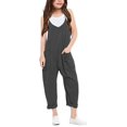 thumbnail image 2 of Kids Sleeveless Solid Color Casual Jumpsuit Spaghetti Strap Girls Romper, 2 of 4