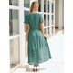 thumbnail image 5 of Vestido largo sencillo para mujer, cuello en V, color verde azulado con bolsillos, talla L, 5 of 7
