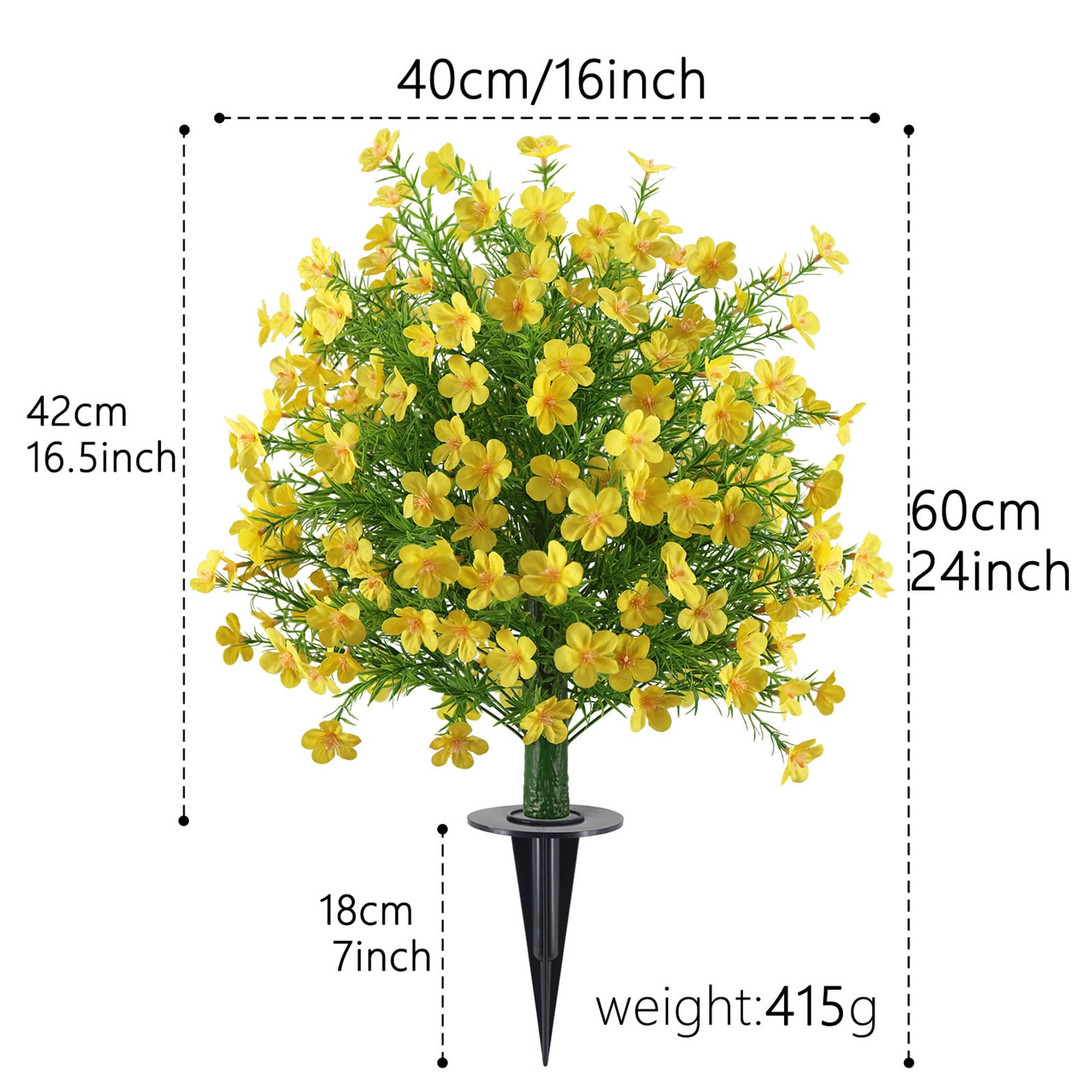 1 Pack Artificial Plants Outdoor UV Resistant, Fake Boxwood Topiary Ball Tree with Spike, Faux Flower Shrubs Bushes Evergreen for Pot Fillers Planter Porch Yard Outside Spring Decoration, 24 inch
