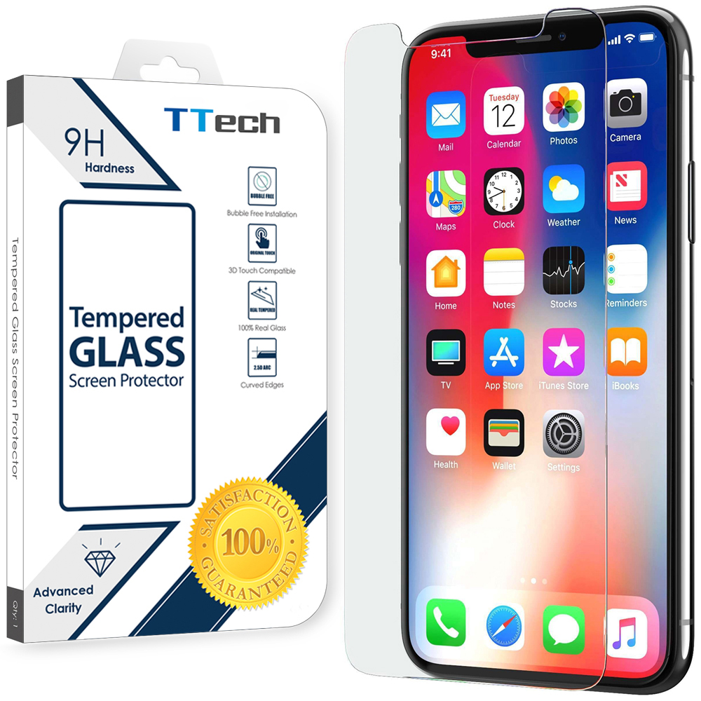 Ttech For Apple Iphone 11 Pro X Tempered Glass Screen Protector Film Cover Anti Scratch Anti Fingerprint Bubble Free 100 Clear Full Hd 9h In Retail Package Fits Iphone X Xs