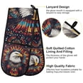 thumbnail image 2 of Yayeee Double Oven Mitt Kitchen Heat Resistant Baking 35" x7" Quilted Glove, Brown Abstract Eagle, 2 of 6