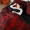 thumbnail image 4 of Feelyou Mystic Western Damask Bedding Comforter Set 7pcs for Women, Black Red Mandala Flower Queen Bedding Sets, Vintage Bohemian Reversible Queen Sheet Sets, Microfiber Bedroom Decor, 4 of 7