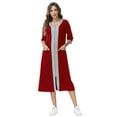 thumbnail image 4 of Robes for Women, LOFIR Womens Robes Zip Up Front Full Length Lightweight Summer House Coat for Womens Ladies with Zipper 3/4 Sleeve Pocket, 4 of 6