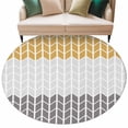 thumbnail image 2 of 5ft Washable Round Rug, Orange Gray Non-Slip Circle Area Rug for Living Room Bedroom, Chevron Abstract Geometric Modern Art Indoor Floor Mat for Home Decor, 2 of 9