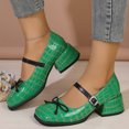 thumbnail image 2 of IEMIEMIEM Women's Chunky Heels Mary Jane Shoes Classic PU Leather Pumps Round Toe Bow Patent Strap Buckle Dress Shoes Casual Daily Work Versatile 7.5 wide, 2 of 8