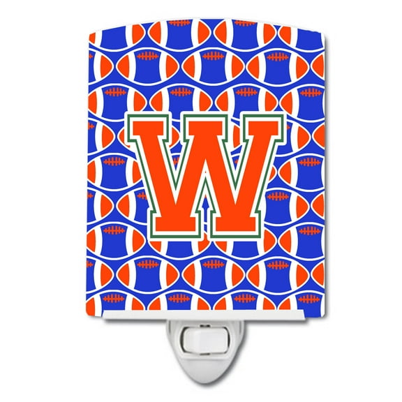 Letter W Football Green Blue and Orange Ceramic Night Light