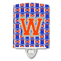Letter W Football Green Blue and Orange Ceramic Night Light