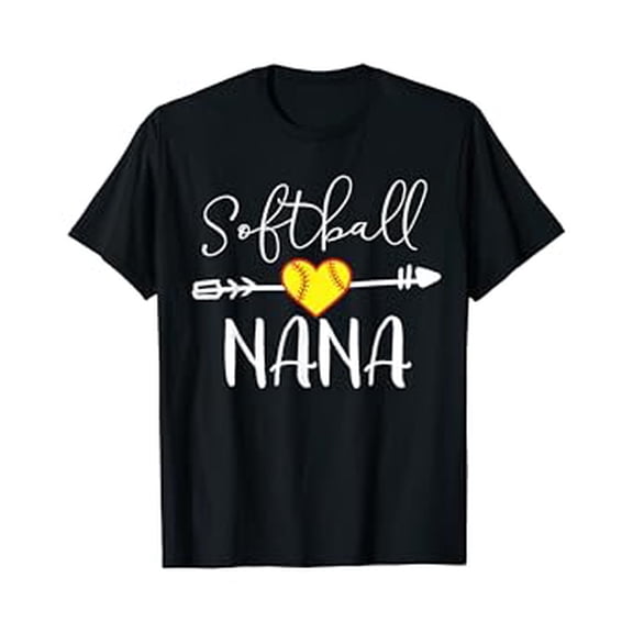 Supportive Softball Nana Heart Graphic T-Shirt for Game Day Fans