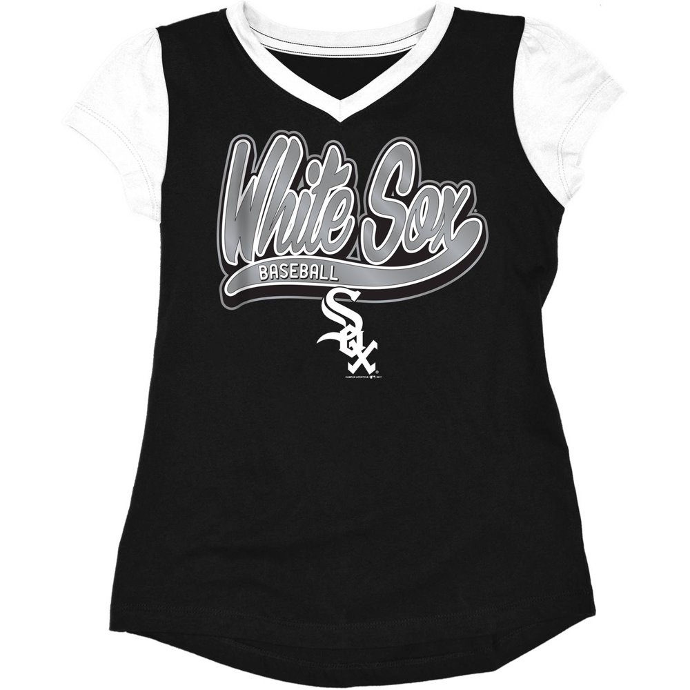 MLB Chicago White Sox Girls Short Sleeve Team Color Graphic Tee