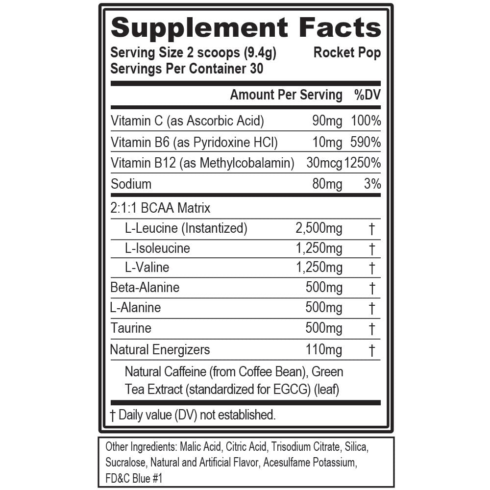 Evlution Nutrition BCAA Energy Amino Acid Pre-Workout Powder - 30 Servings, Rocket Pop