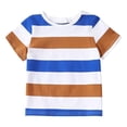 thumbnail image 3 of uikmnh Girls Black & White Striped Short Sleeve Tee, Casual Comfort Summer Top for Kids Color:Blue,Size:4-5 Years, 3 of 4