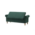 thumbnail image 5 of 63 inches Storage Bench, Cotton and Linen Fabric End of Bed Bench with Rolled Arms and Button Decor, Upholstered Ottoman for Bedroom Living Room and Entryway, Green, 5 of 7