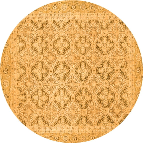 Ahgly Company Indoor Round Oriental Orange Traditional Area Rugs, 8' Round