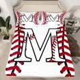 thumbnail image 2 of Homewish Boys Sport Baseball Full Size Sheets, Initial M Letter Bed Sheets, Chic Stripes Abstract Sheet Sets, Luxury Bedroom Decor, 4 Pieces, 2 of 7