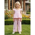 thumbnail image 5 of Loicainy Toddler Kids Girls Plaid Clothes Set 12 18 24 Months 2T 3T 4T 5T Flying Sleeve Button Up A-line Tops Long Pants Summer Outfits, 5 of 8