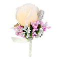 thumbnail image 2 of YOPTOP Boutonnière de Mariée en Soie avec Strass, Corsage à Fleurs Roses, Champagne, 1pcscorsage, 2 of 10