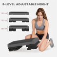 thumbnail image 3 of Soozier Adjustable Aerobic Step Platform – Grey, 30.3" x 14.2", 550lbs Capacity – Home Gym Exercise Stepper with 3 Height Levels, 3 of 7