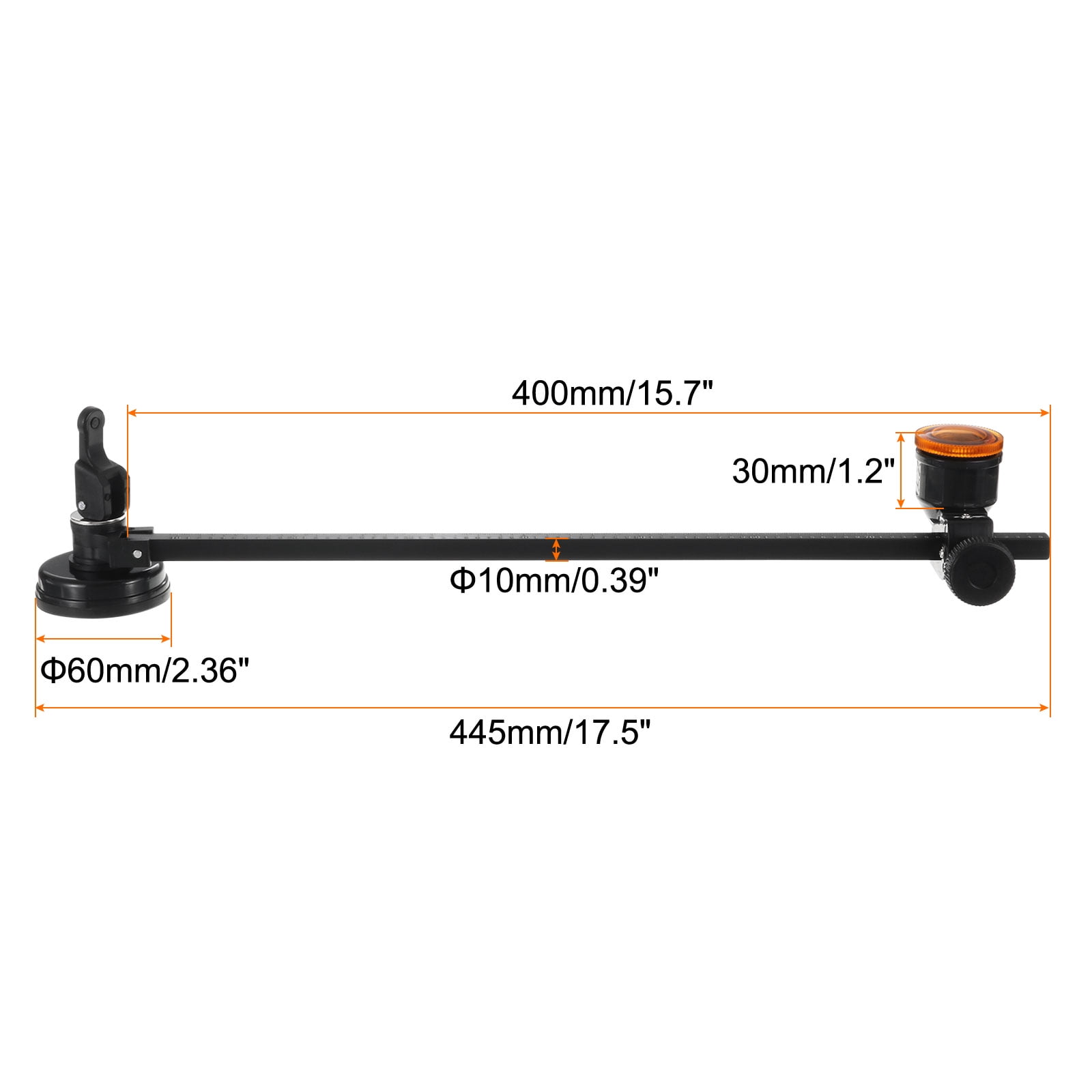 Oil-Filled Circular Glass Cutter 1.6"-15.7" Adjustable with Suction Cup for Glass, Black