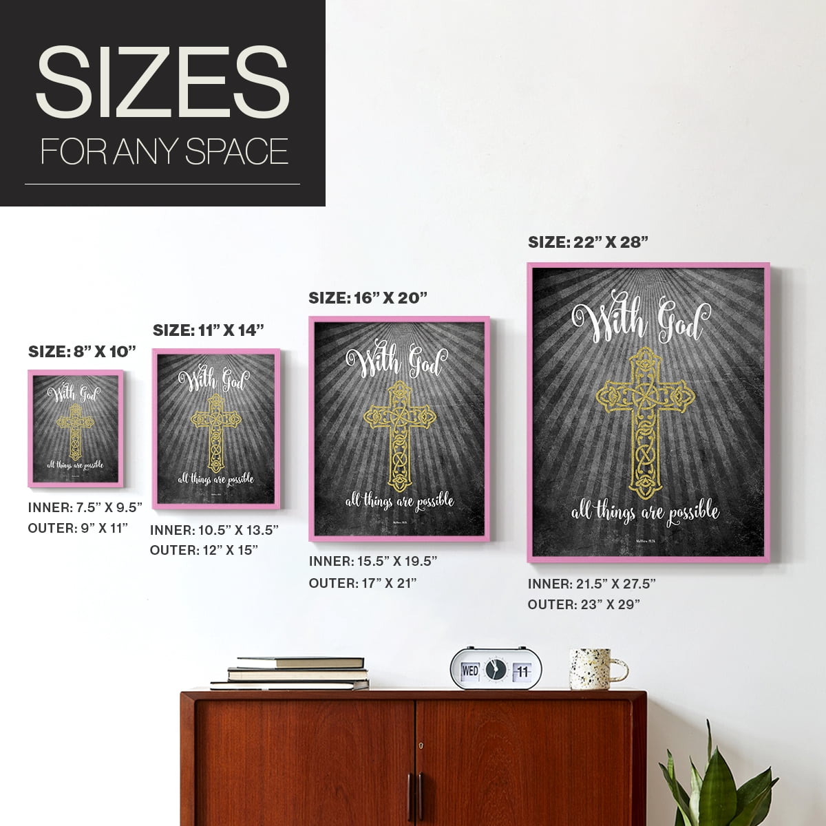 With God Gold Framed Print - Solid Wood in Single Picture Frame Solid Wood 2 Framed Print