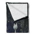 thumbnail image 2 of Animal Soft Flannel Fleece Blanket, Cats on the Roof Couple Valentines Animal Kitten Kitty Night Full Moon Starry Sky, Cozy Plush for Indoor and Outdoor Use, 50" x 70", Grey Yellow, by Ambesonne, 2 of 5