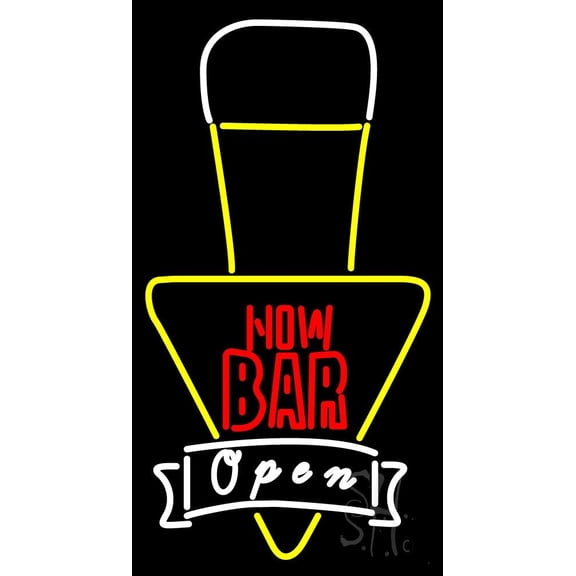 Now Bar Open LED Neon Sign 20 x 37 - inches, Clear Edge Cut Acrylic Backing, with Dimmer - Bright and Premium built indoor LED Neon Sign for Bar decor.