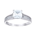 thumbnail image 2 of 925 Sterling Silver Womens Cushion-cut Round Cubic Zirconia Square Head Duo Ring Set Size 9 6.9mm Long Ring for Women, 2 of 2