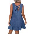 thumbnail image 5 of Axiiglly Beach Dress for Women Summer Casual Mini Dress Solid Color Backless Tank Dress Soft Loose Sleeveless Sundresses Flowy Party Vacation Dress on Clearance, 5 of 5