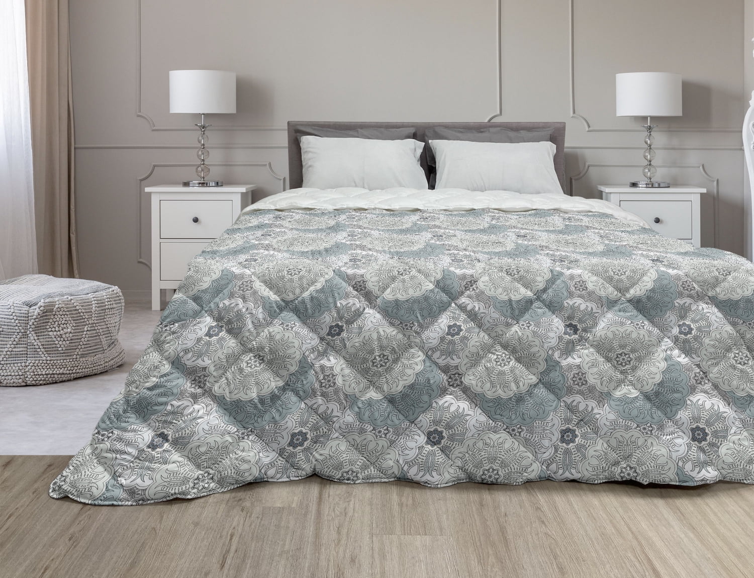 Grey Down Alternative Comforter, Rhombus Forms in Victorian Dual Linked
