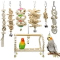 thumbnail image 1 of Deloky 7 Pack Bird Parrot Rocking Chew Toys - Bell Bird Cage Toys para pequeños periquitos, cacatúas, conures, pinzones, periquitos, guacamayos, loros, tortolitos Ormromra WMZL-1260, 1 of 4