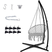 LAZZO C-Type Hammock Chair Stand,Heavy Duty Steel Solid Hammock Rack Stand,Adjustable Height,for Tree Tent,Loungers,Air Porch,Indoor/Outdoor Patio,220lbs Capacity,Black