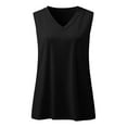 thumbnail image 4 of up to 60% off Gifts Usmixi Womens Tank Tops Casual Comfy Breathable Loose Fit Tunic Vest Tees Tops Summer Trendy Solid V-Neck Sleeveless Shirts Blouse Black XL, 4 of 5