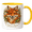 Accent Mug, variant on Lotusprint LLC Fox Floral 2D Print Flat Ceramic Mug, Custom Name Mug Animal Lover Gift , White