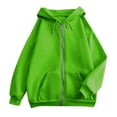 thumbnail image 4 of ELFINDEA Womens Coats Jackets for Women Casual Fashion Solid Color Long Sleeved Zippered Hooded Sweatshirt Womens Tops Green 1X, 4 of 5