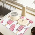 thumbnail image 2 of Yayeee Dish Drying Mat for Kitchen Counter 18" x 24" Microfiber Super Absorbent Coffee Decorative Pad, Pink Ice Cream, 2 of 9