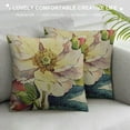 thumbnail image 3 of COMIO  Vintage Flower Throw Pillow Covers Peony Rose Home Decorative Pillow Covers Retro Square Decorative Cushion Covers, White, 3 of 5