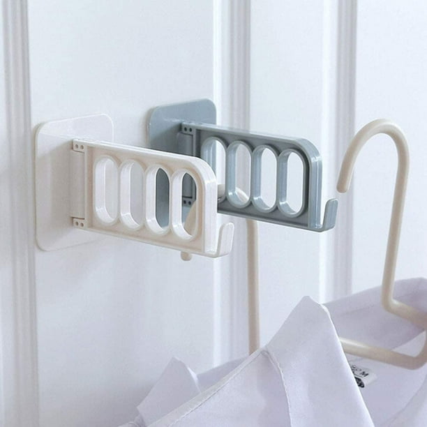 Soporte para colgar en la pared, soporte para colgar ropa, tendedero plegable, 4 agujeros para colgar en la pared adhesivo sin perforaciones para puerta, pared, armario, vidrio, carga de 5 kg JAMW Sencillez