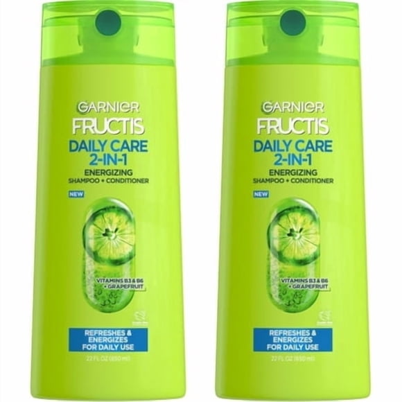 Garnier Fructis Shampooing et après-Shampooing Fortifiants 2-en-1 pour Cheveux Plus Forts avec Douceur Touchable Soin Quotidien des Cheveux pour Hommes et Femmes Vegan Sans Parabène 22 Fl Oz 2 Unités
