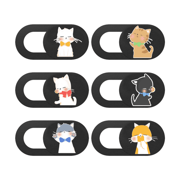 GJX Laptop Camera Cover,Easy to Apply and Remove Webcam Cover,No Sticky Residue Left Camera Cover Slide,Cat Set