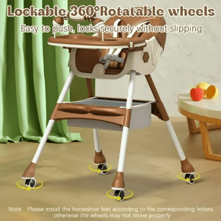 LHUAI Folding High Chair for Babies, Multi-Use Adjustable Baby High Chairs with 5-Point Safety Harness, Easy Clean and Comfortable Feeding Chair