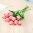 thumbnail image 1 of Flores artificiales Mini PU Tulipanes Ramo Plantas de imitación para Sala de bodas Hogar Hotel Fiesta Evento Decoración Rosa oscuro, 1 of 1